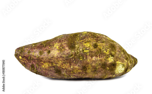 Isolated fresh organic sweet potatoes in closeup. Raw potato vegetables isolated on white background with clipping path