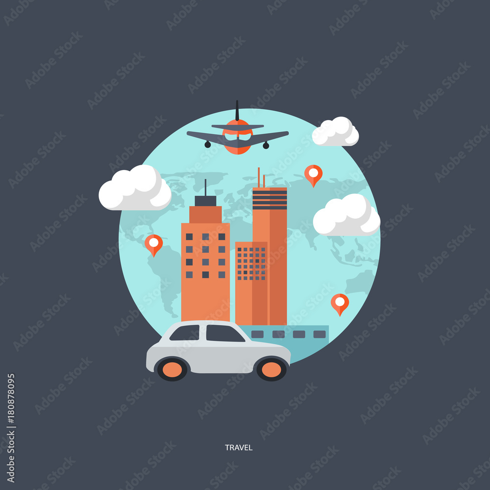 Travel banner with landscape. Flat vector illustration. Travel banner with landscape. Flat vector illustration.