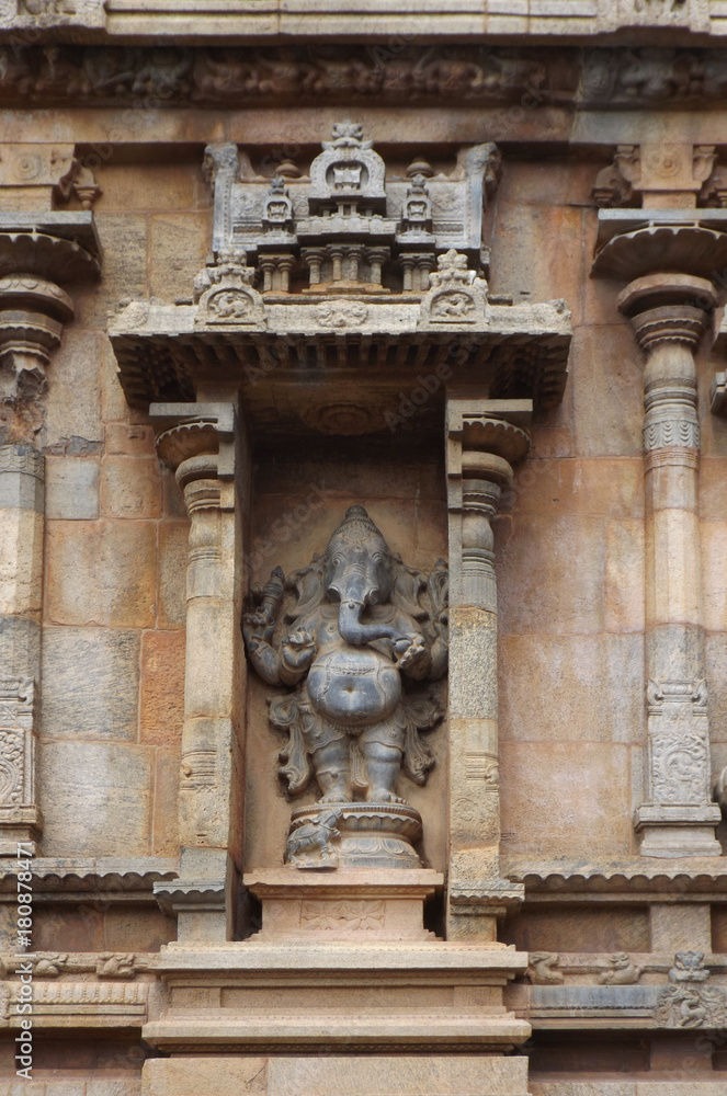 Ganesha im Brihadishvara-Tempel in Thanjavur, Tamil Nadu, Südindien