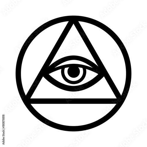 All-Seeing Eye of God (The Eye of Providence | Eye of Omniscience | Luminous Delta | Oculus Dei). Ancient mystical sacral symbol of Illuminati and Freemasonry.