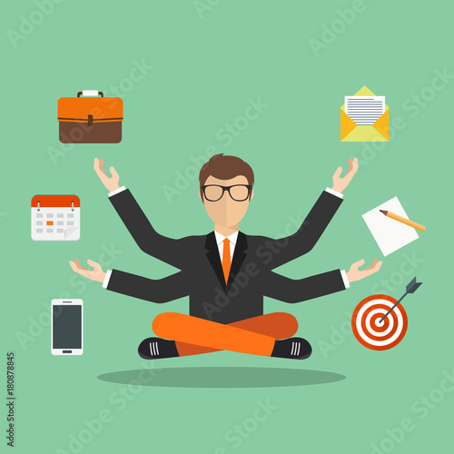 Human resource and self employment concept. Development and internet service. Flat vector illustration