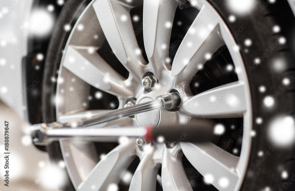 screwdriver and car wheel tire screwdriver and car wheel tire