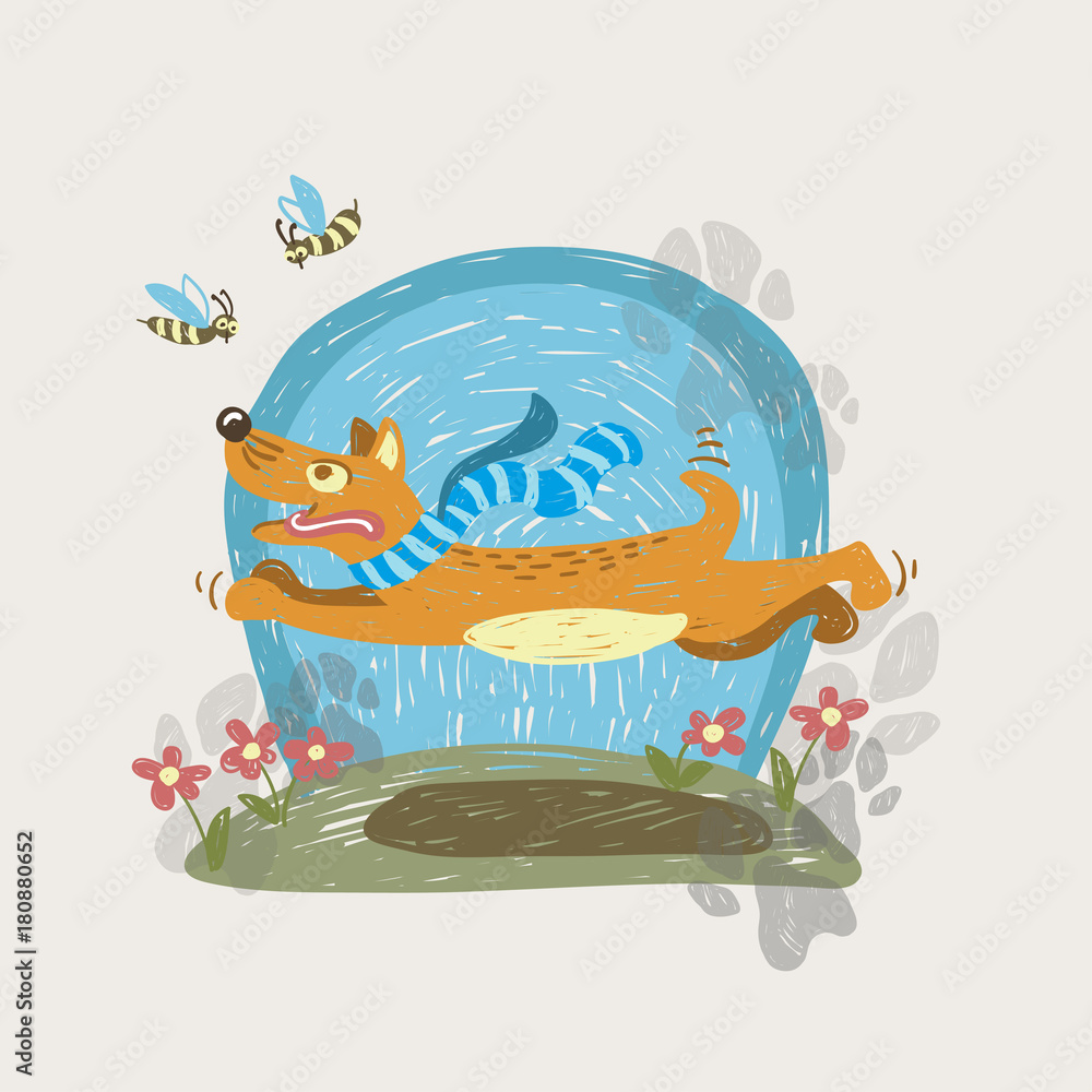 Fototapeta premium Funny cartoon dog, vector illustration