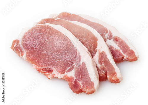 Raw pork meat isolated on white background
