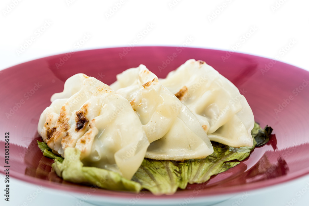 Chinese food Fried dumplings on plate Chinese food Fried dumplings on plate