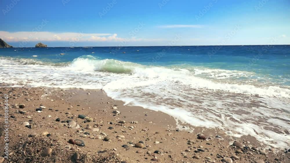 beautiful sea surf and sky, slow motion beautiful sea surf and sky, slow motion