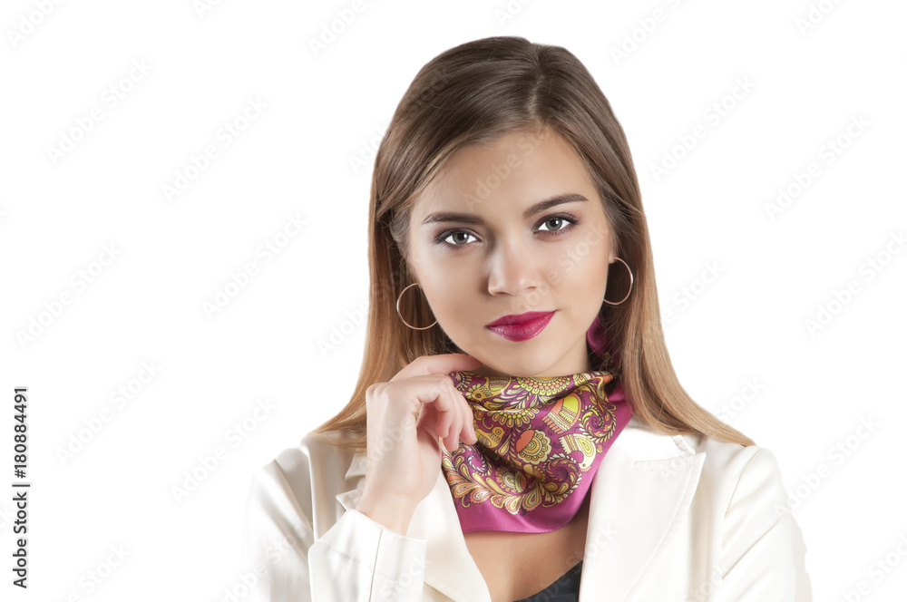 young businesswoman jacket portrait isolated young businesswoman jacket portrait isolated