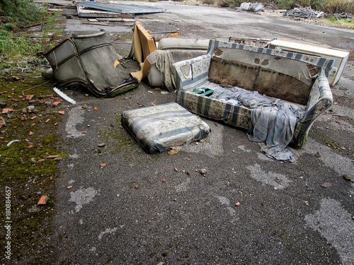 Fly tipping in industrial area, waste disposal. photo