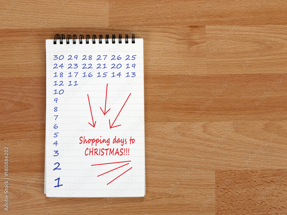Shopping days to Christmas countdown. Shopping days to Christmas countdown.