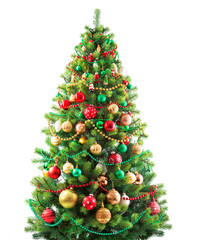 Beautiful christmas tree isolated on white background