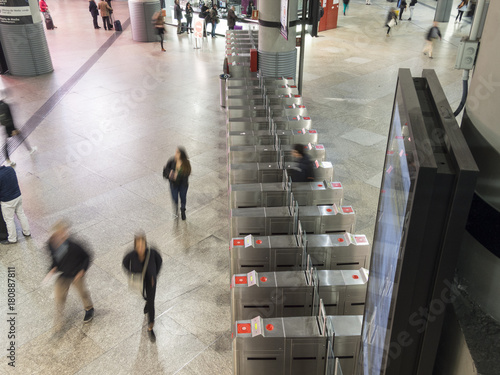 Access machines at the Atocha station. Madrid, Spain.