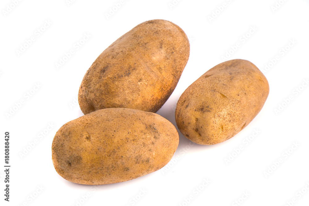 potatos isolated on white background close up potatos isolated on white background close up