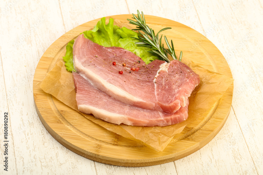 Raw pork steak