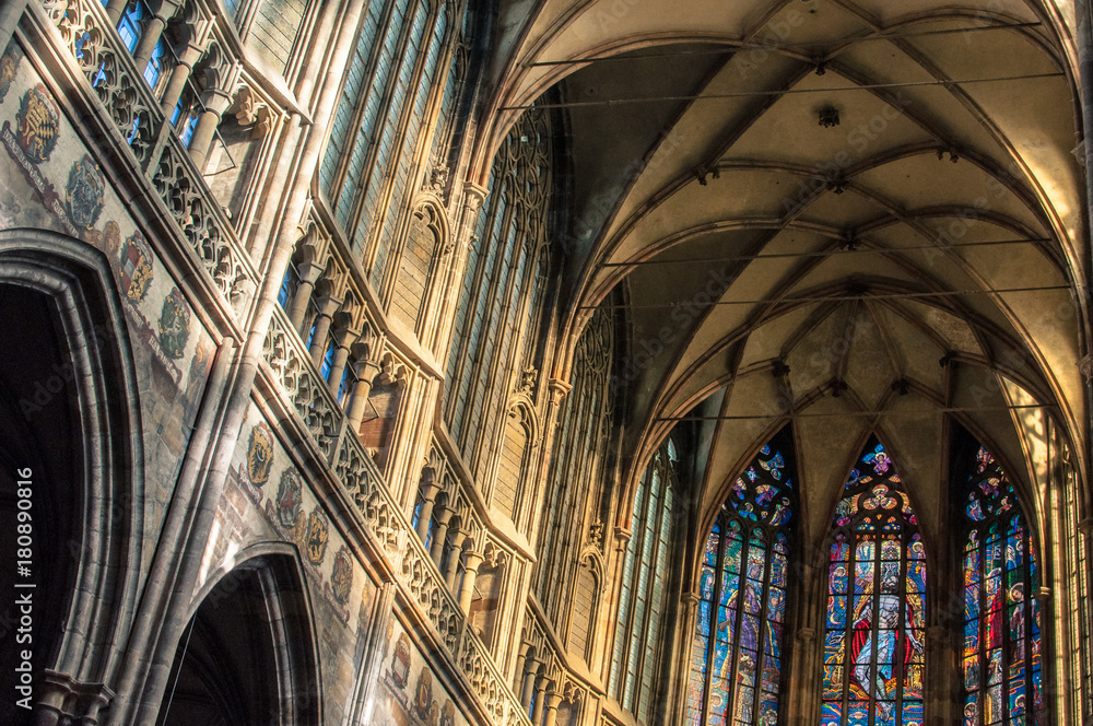 Prague, St. Vitus cathedral interior, central nave Prague, St. Vitus cathedral interior, central nave