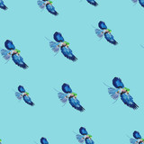 blue bird watercolor pattern