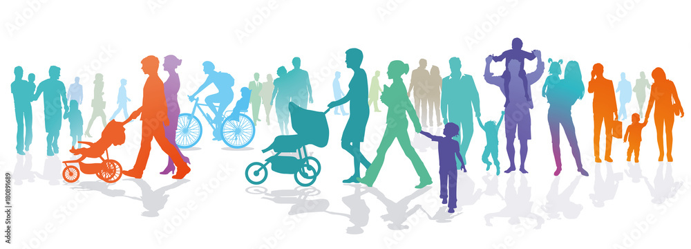 custom made wallpaper toronto digitalPersonengruppe mit Familien und Kinder, Illustration