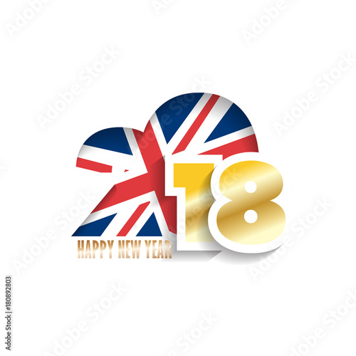 Year 2018 with Cambodia Flag pattern. Happy New Year Design. Vector Illustration. photo