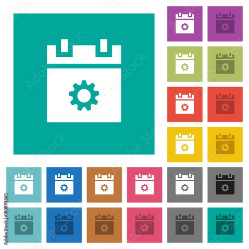 Schedule settings square flat multi colored icons