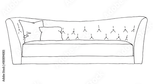 Sofa isolated on white background. Vector illustration in a sketch style.