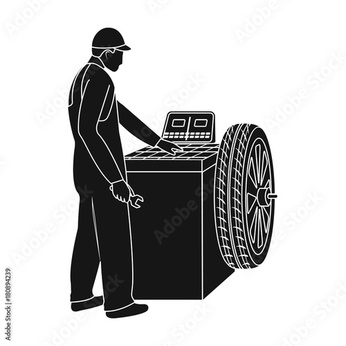Slika na platnu Wheel balancer single icon in black style for design