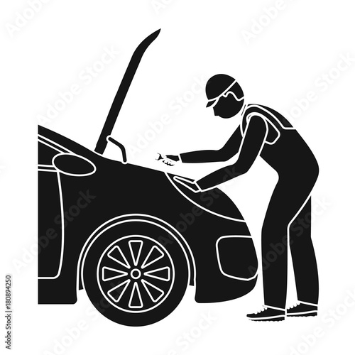 Auto mechanic and adjustment single icon in black style for design.Car maintenance station vector symbol stock illustration web.