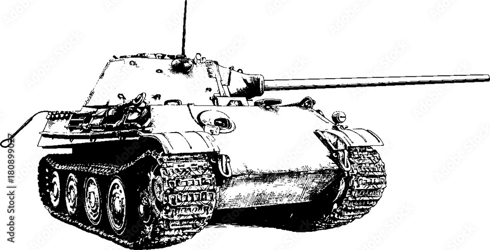 the tank is painted with ink on a white background
