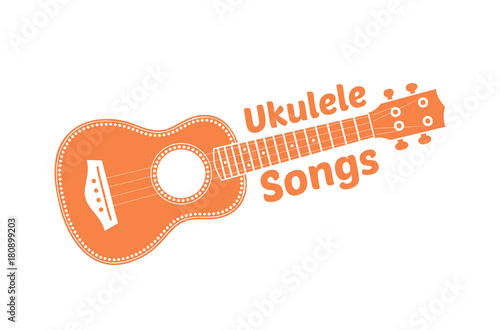 Hawaii national musical instrument. Modern orange ukulele on white background, vector illustration. photo