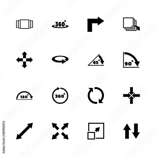 Rotate icons - Expand to any size - Change to any colour. Flat Vector Icons - Black Illustration on White Background.