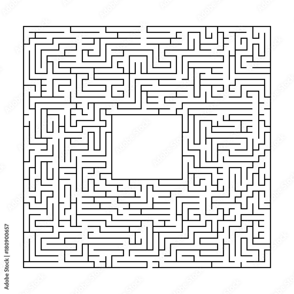 Vecteur Stock Complex maze puzzle game 2 (high level of difficulty).  Labyrinth with free space (empty panel) for your character or text | Adobe  Stock