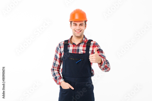 Portrait of a smiling young male builder