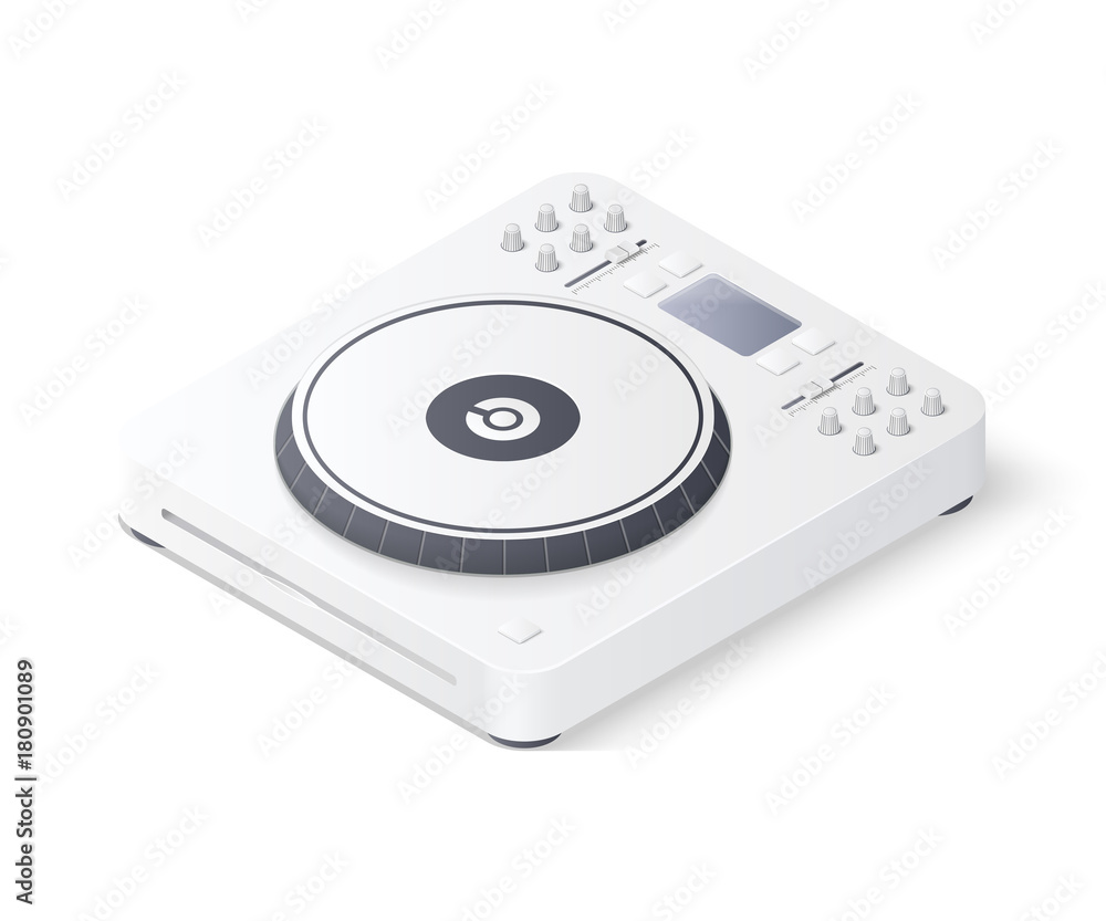 Fototapeta premium DJ CD mixing deck isolated on white background. Isometric vector illustration