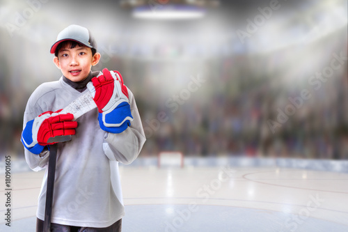 Photography Junior Hockey Player Posing in Arena