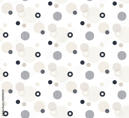Simple grey circles on white background, abstract geometric seamless pattern