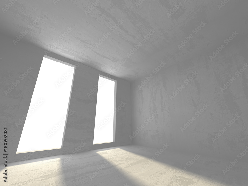 Dark basement empty room interior. Concrete walls