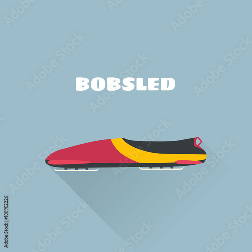Bobsled flat concept vector illustration. Vector illustration. Winter Sport Bobsleigh.