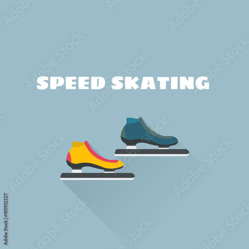 Speed skating flat vector illustration. Vector illustration. Winter Sport.