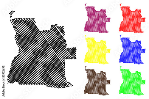 Angola map vector illustration, scribble sketch Angola 