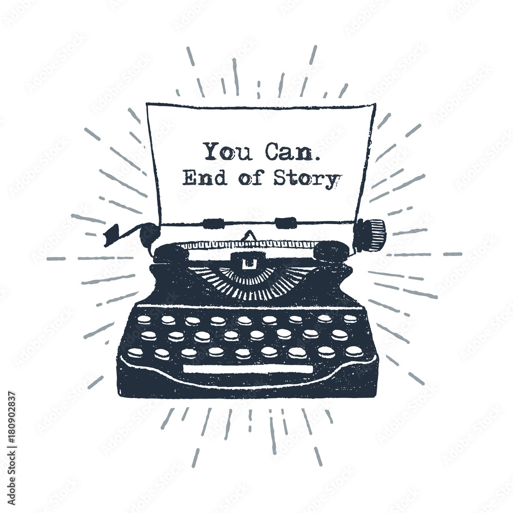 Fototapeta premium Hand drawn retro typewriter vector illustration and 