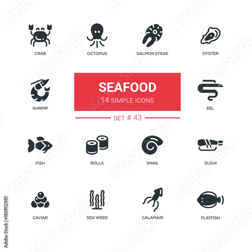 Seafood concept - line design icons set