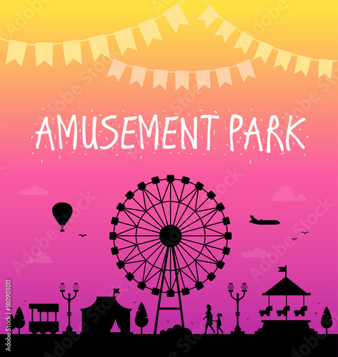 Amusement park - modern vector illustration