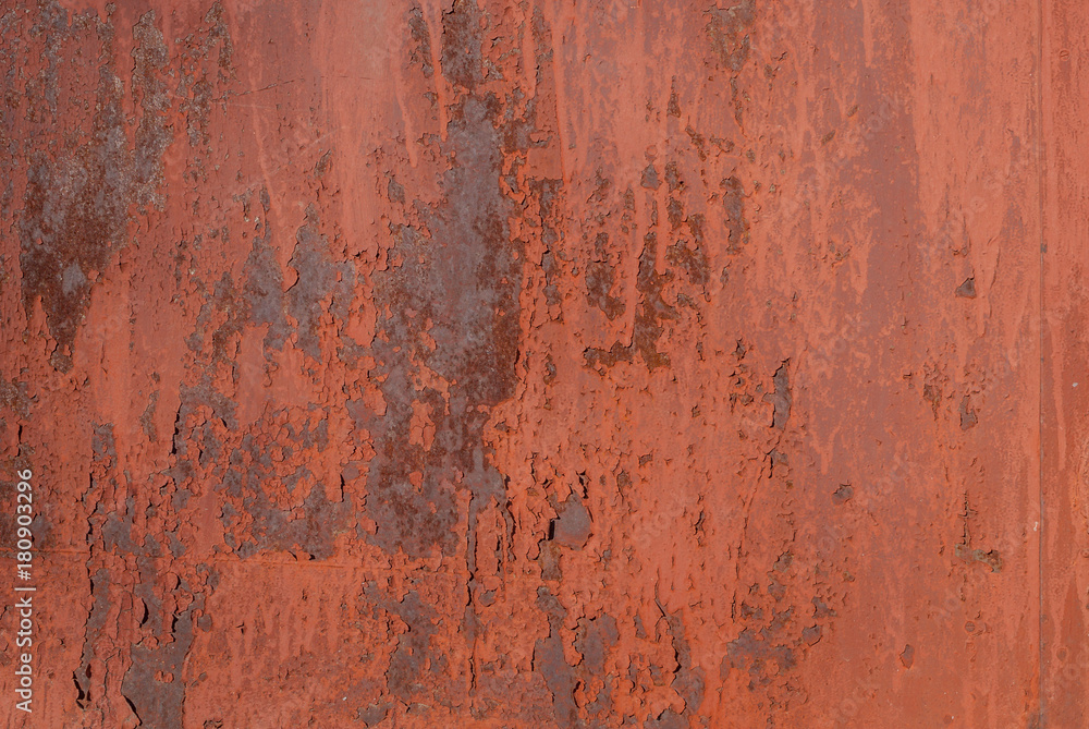 surface of rusty iron with remnants of old paint, chipped paint, red texture, background surface of rusty iron with remnants of old paint, chipped paint, red texture, background