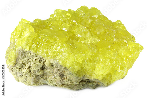 native sulfur from Potosi/ Bolivia isolated on white background