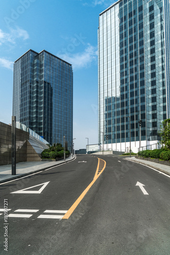 empty highway with cityscape and skyline of chongqing China.
