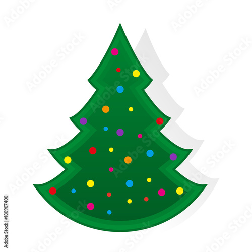Decorated Christmas tree. Christmas and New Year element for decoration. Vector