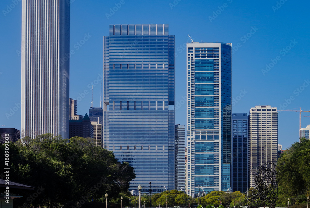 Chicago skyline and big office buildings