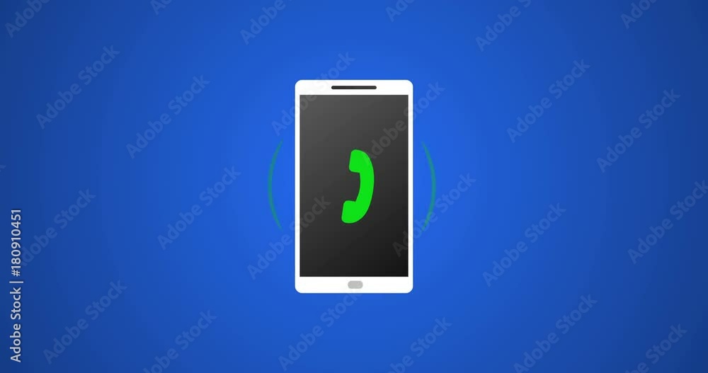 Smartphone Call with Green Icon and Ringing Vector Animation 4k Rendered Video.