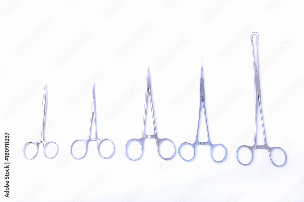 Surgeon tools - scissors for surgery - isolated on white background