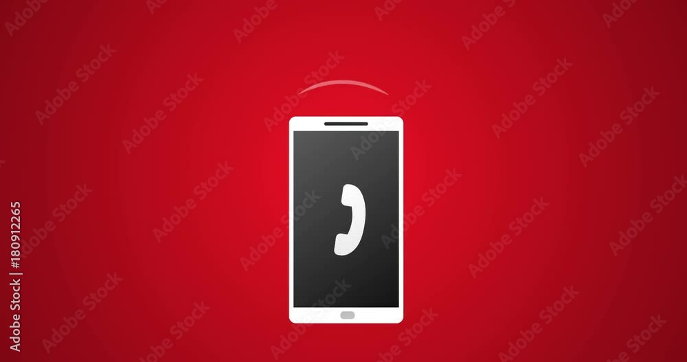 Smartphone Call with White Icon and Ringing Vector Animation 4k Rendered Video on Red Background. Smartphone Call with White Icon and Ringing Vector Animation 4k Rendered Video on Red Background.