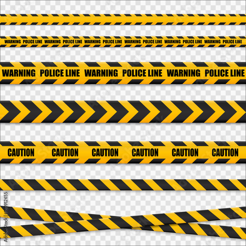 Yellow and black danger tapes. Caution lines isolated. Vector