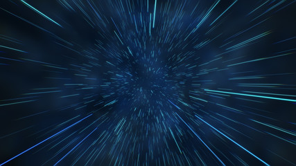 Abstract flight in space hyper jump 3d illustration